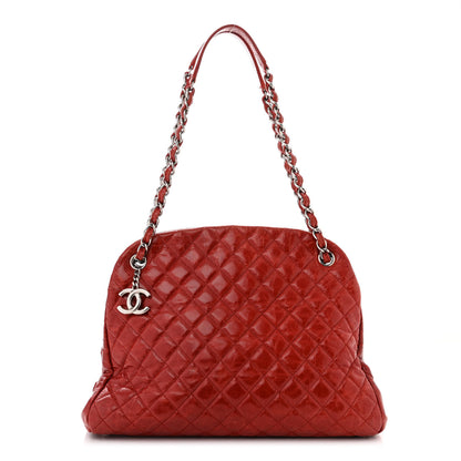 Chanel Glazed Calfskin Quilted Large Just Mademoiselle Bowling Bag Red 1 of 15