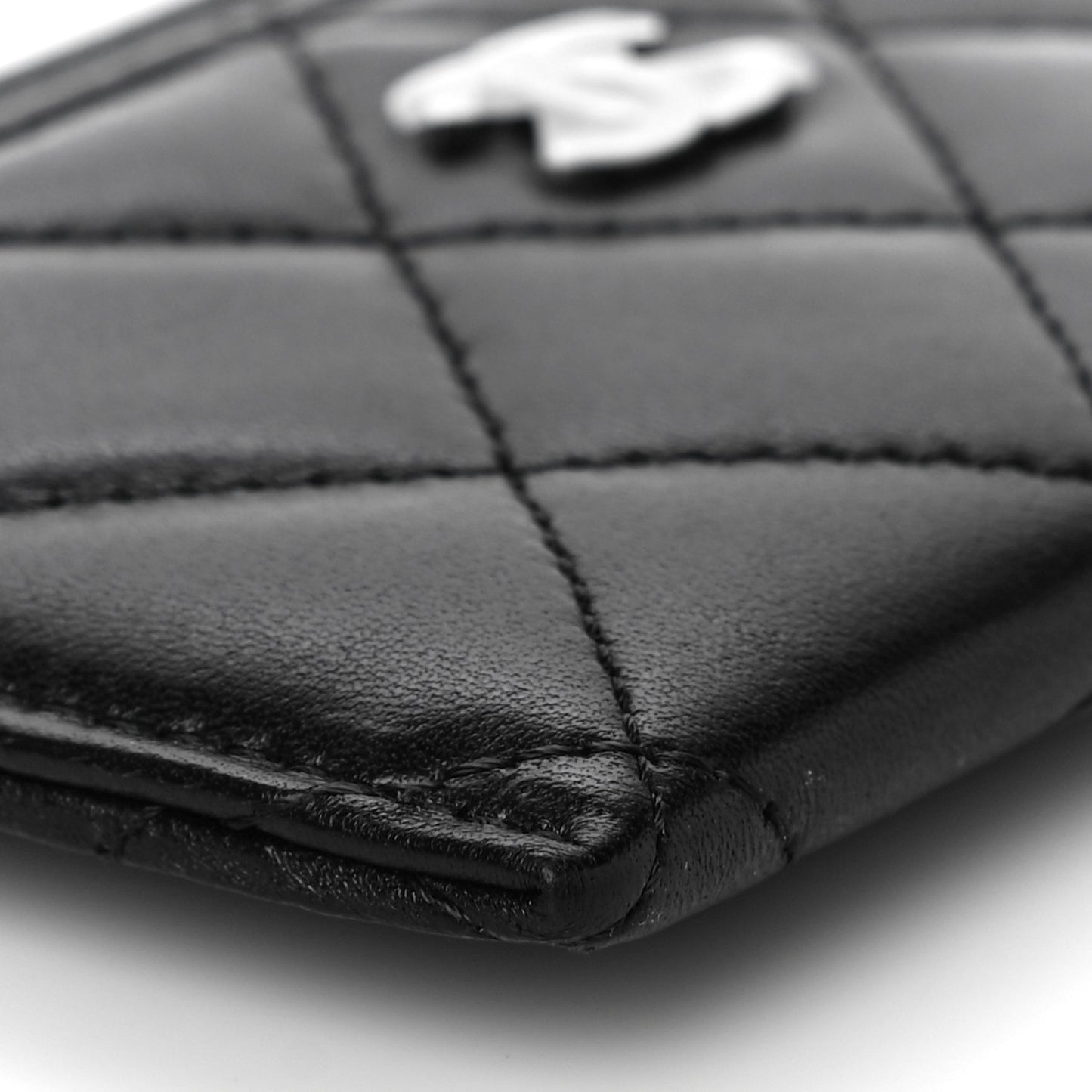 Lambskin Quilted Card Holder Black
