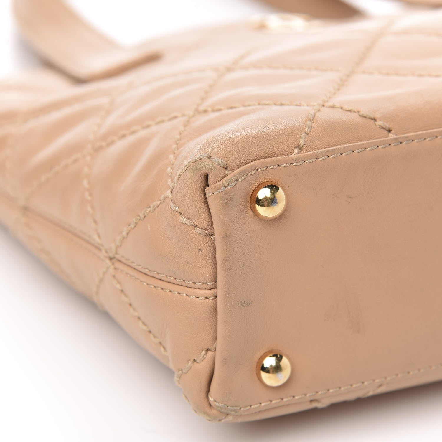 Chanel Calfskin Contrast Stitch Surpique Tote Beige 8 of 13