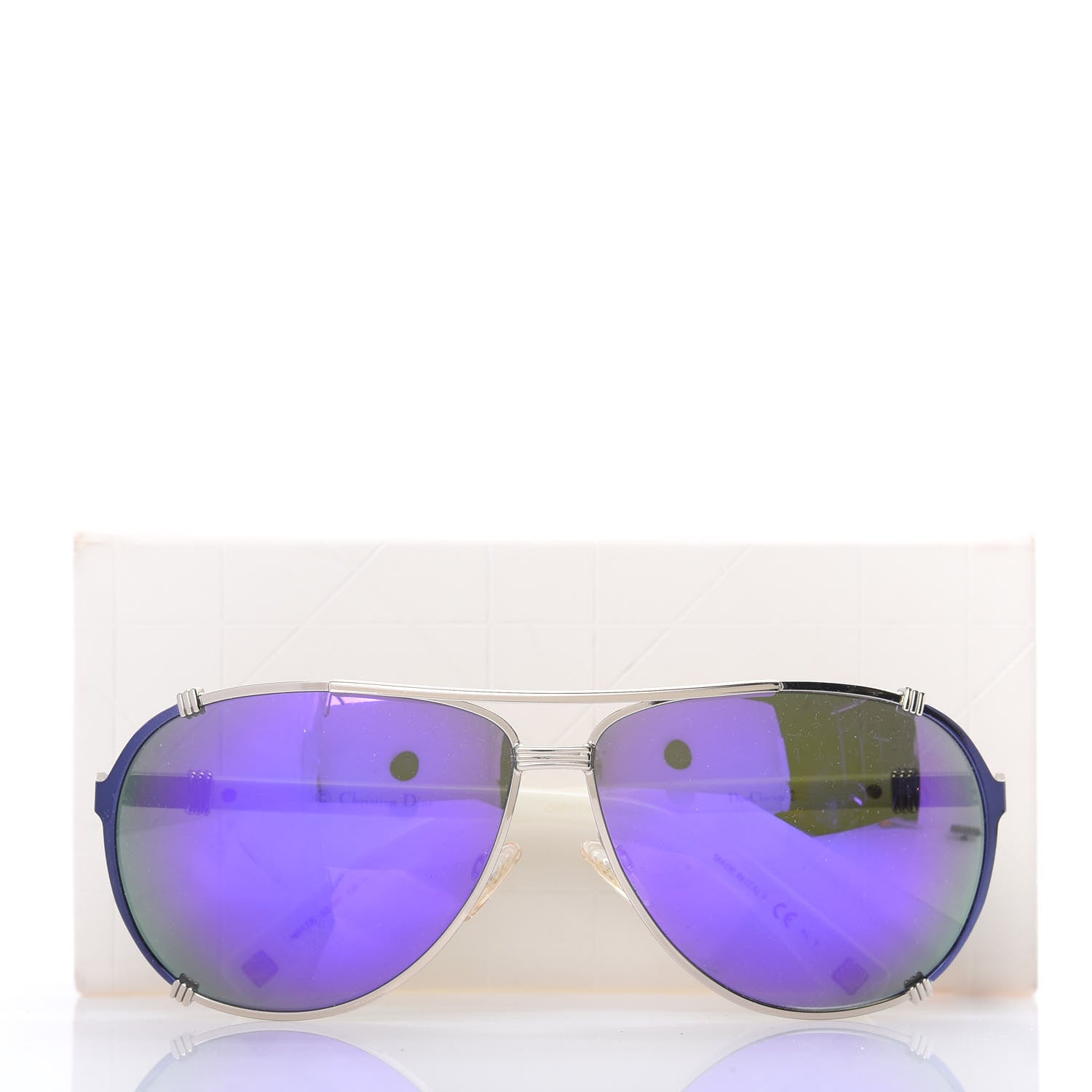 Christian Dior Mirrored Chicago 2 Aviator Sunglasses White Purple 9 of 9