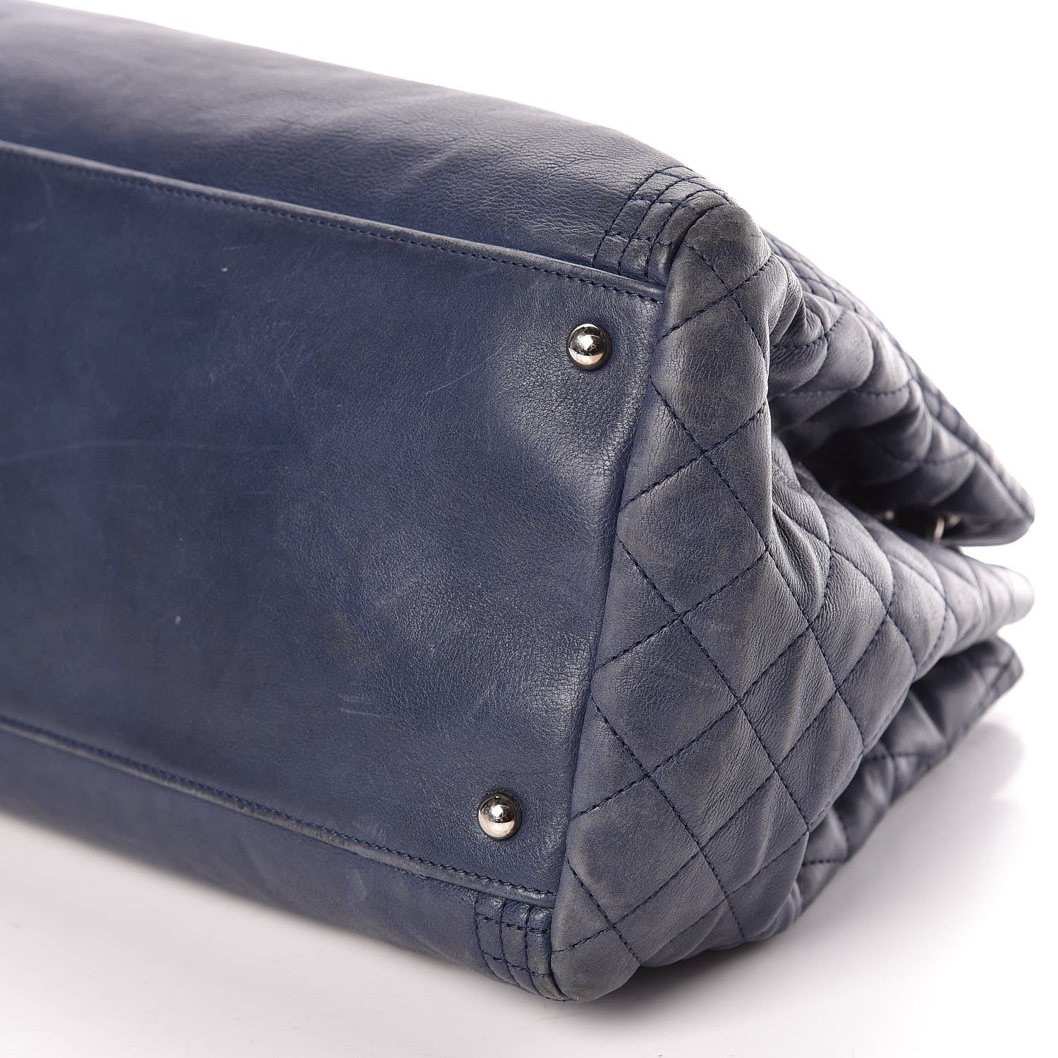 Chanel Calfskin Coco Bengal Open Accordion Tote Blue 6 of 14