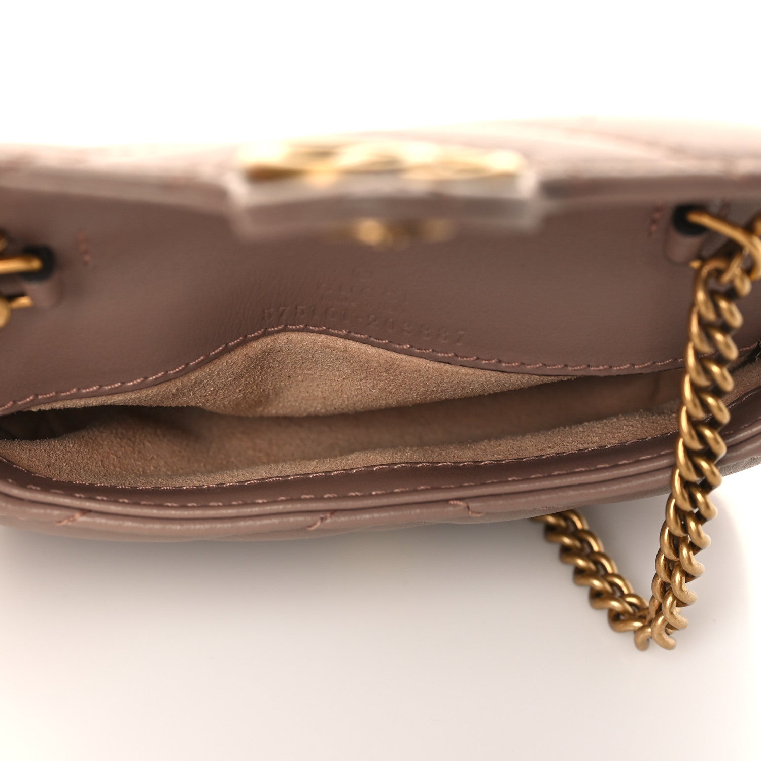 Gucci Calfskin Matelasse Heart GG Marmont 2.0 Coin Purse On A Chain Porcelain Rose 4 of 7