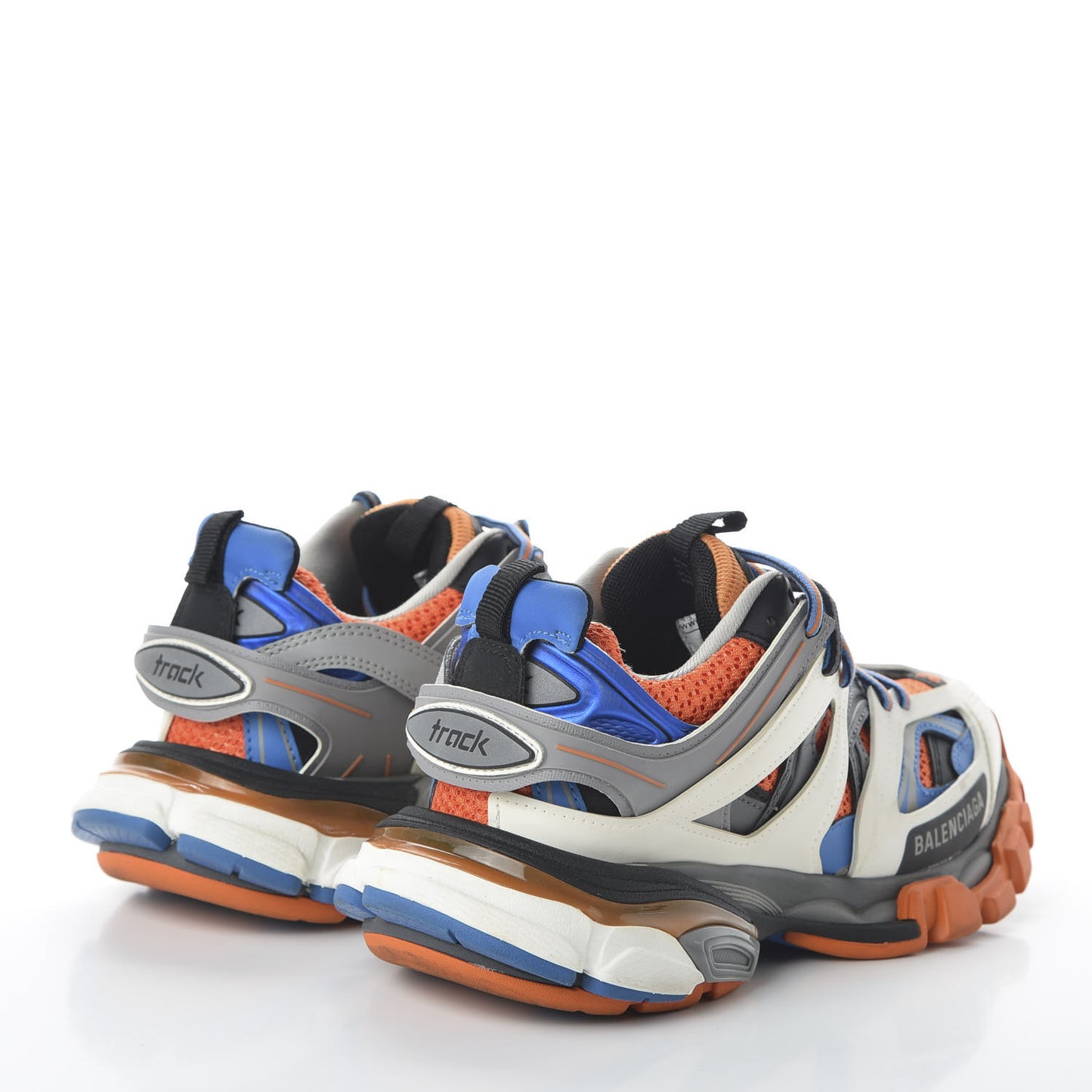Mesh Nylon Womens Track Sneakers 36 Gris Orange White