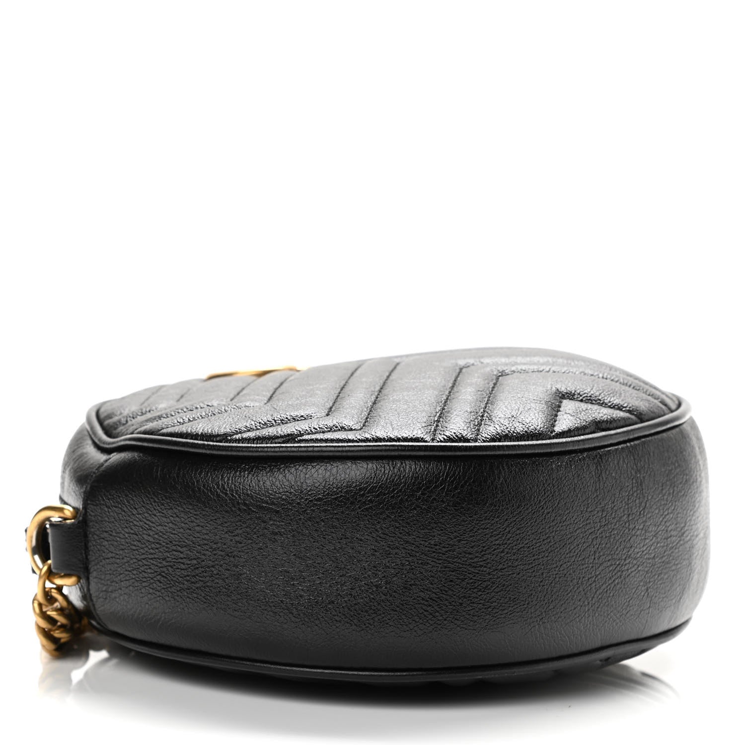 Gucci Azalea Calfskin Matelasse Heart Mini GG Marmont Round Shoulder Bag Black 3 of 10