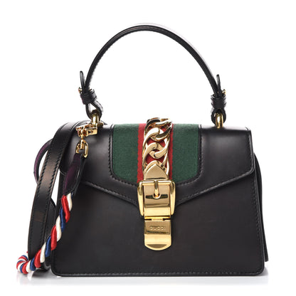 Gucci Calfskin Mini Sylvie Top Handle Bag Black 1 of 14