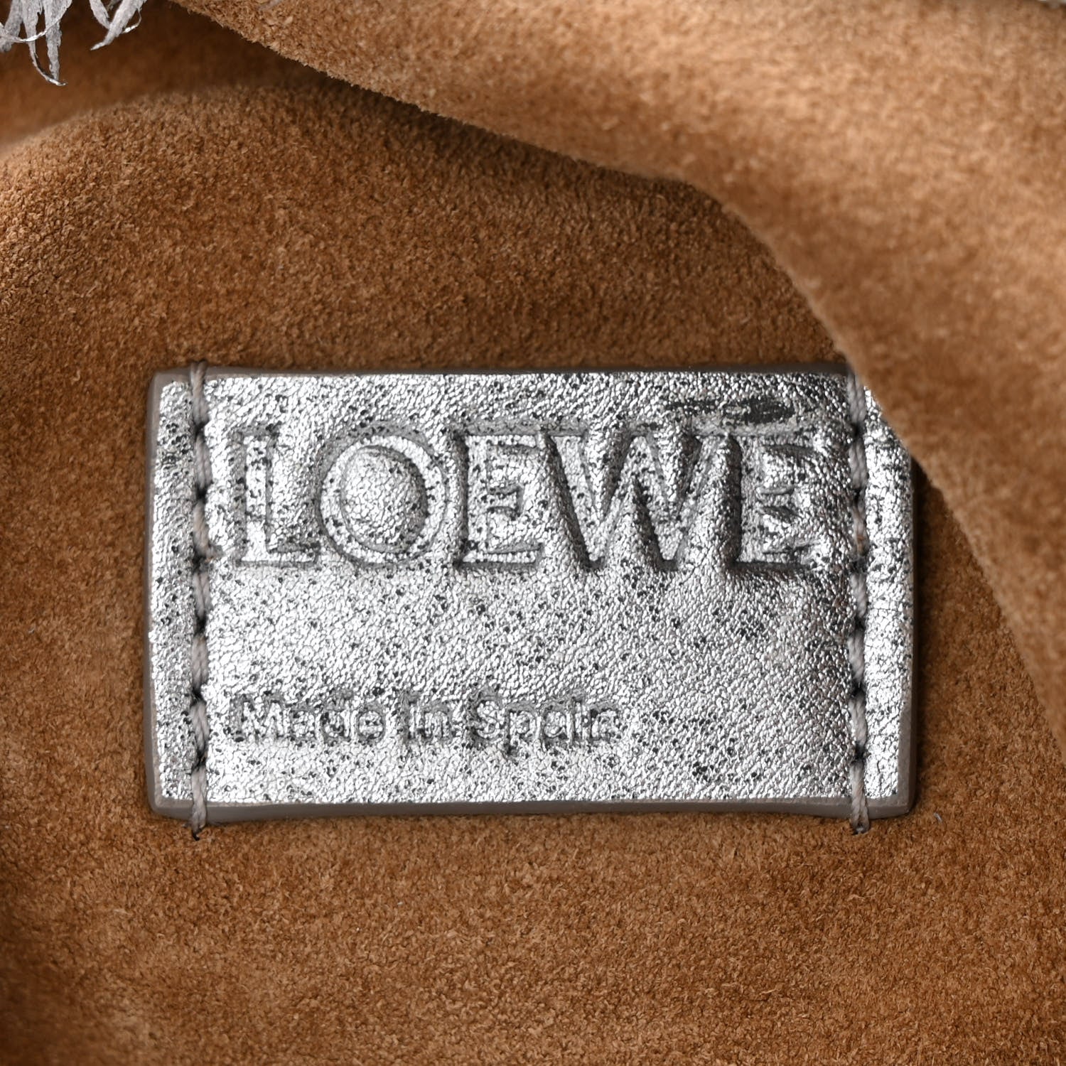 Loewe Metallic Nappa Calfskin Fringed Medium Chain Flamenco Knot Purse Silver 6 of 12