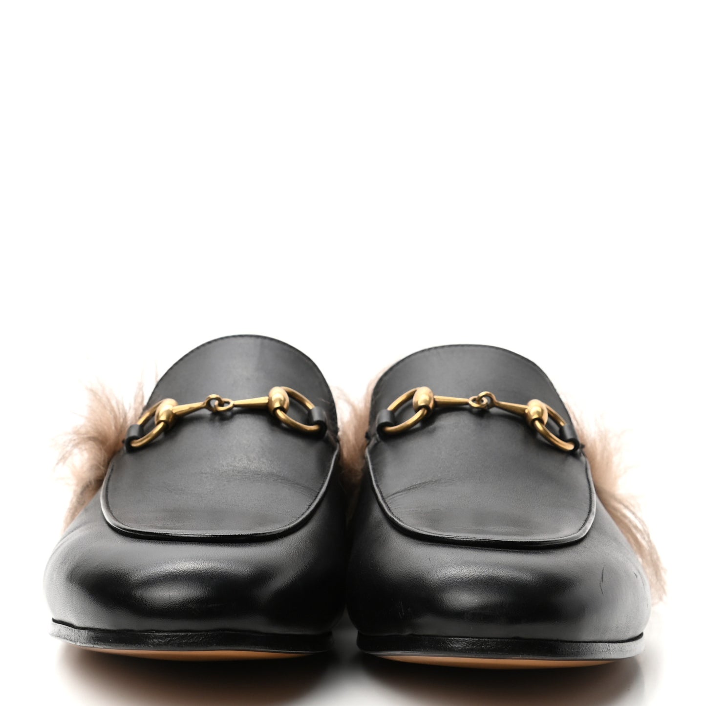 Calfskin Fur Womens Princetown Slippers 37.5 Black