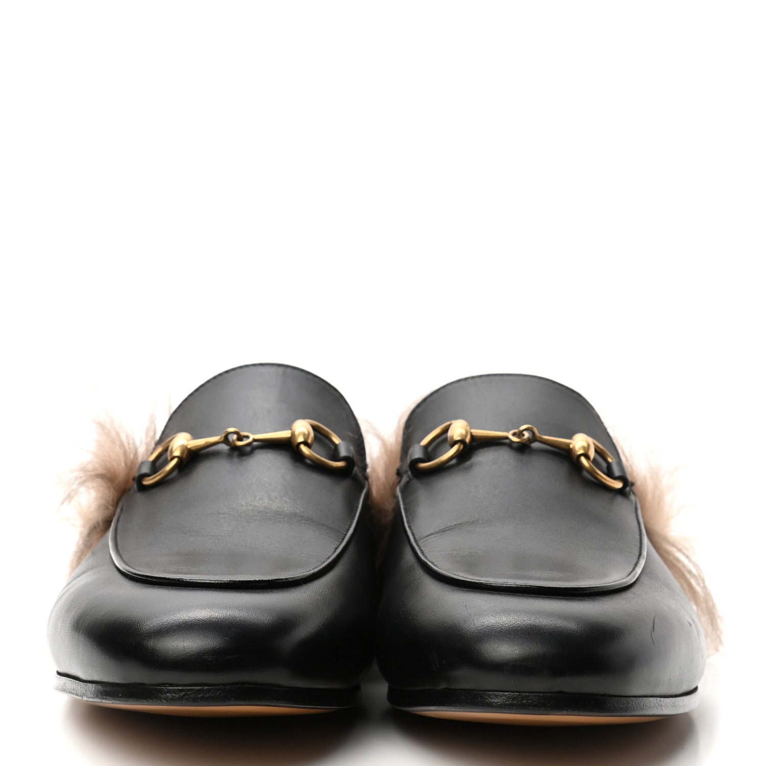 Gucci Calfskin Fur Womens Princetown Slippers 37.5 Black 2 of 7