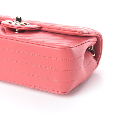 Chanel Lambskin Chevron Quilted Mini Rectangular Flap Pink 9 of 10