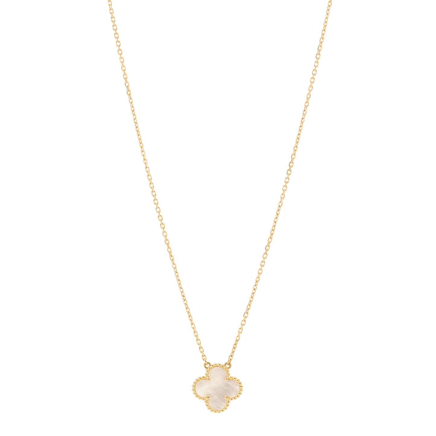 18K Yellow Gold Mother of Pearl Vintage Alhambra Pendant Necklace