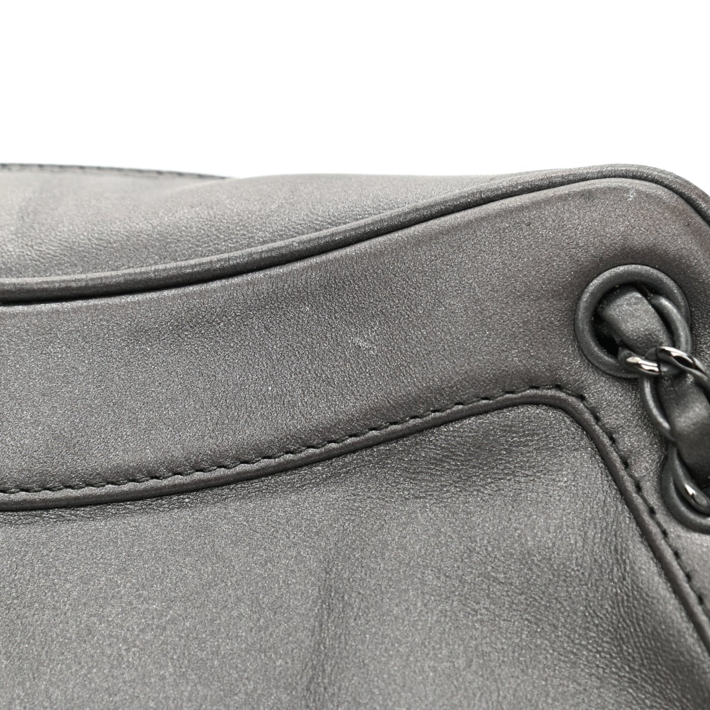 Metallic Lambskin Tassel Shoulder Bag Silver