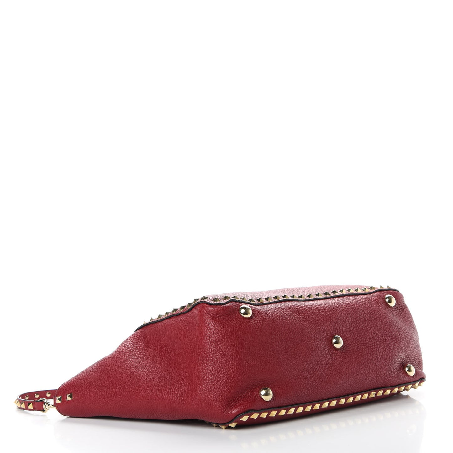 Pebbled Calfskin Medium Rockstud Tote Scarlet