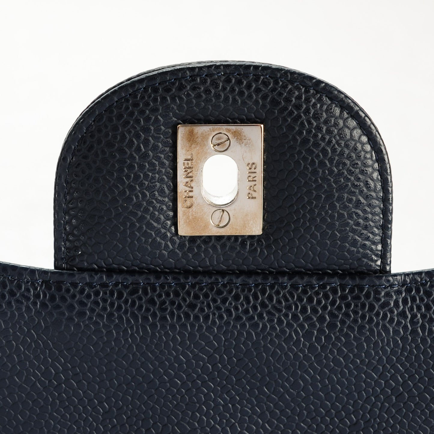 Caviar Jumbo Single Flap Navy Blue