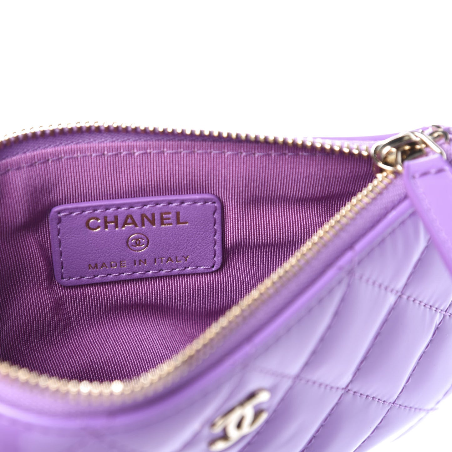 Patent Quilted Small Cosmetic Case Purple