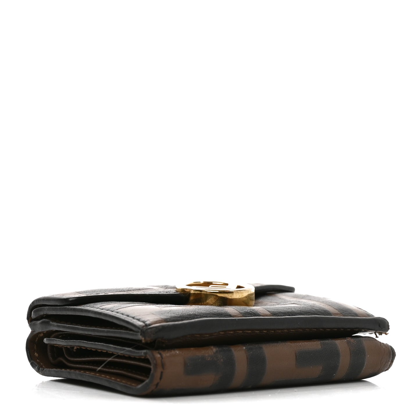Vitello Liberty F is Fendi FF 1974 Embossed Micro Tri-Fold Envelope Wallet
