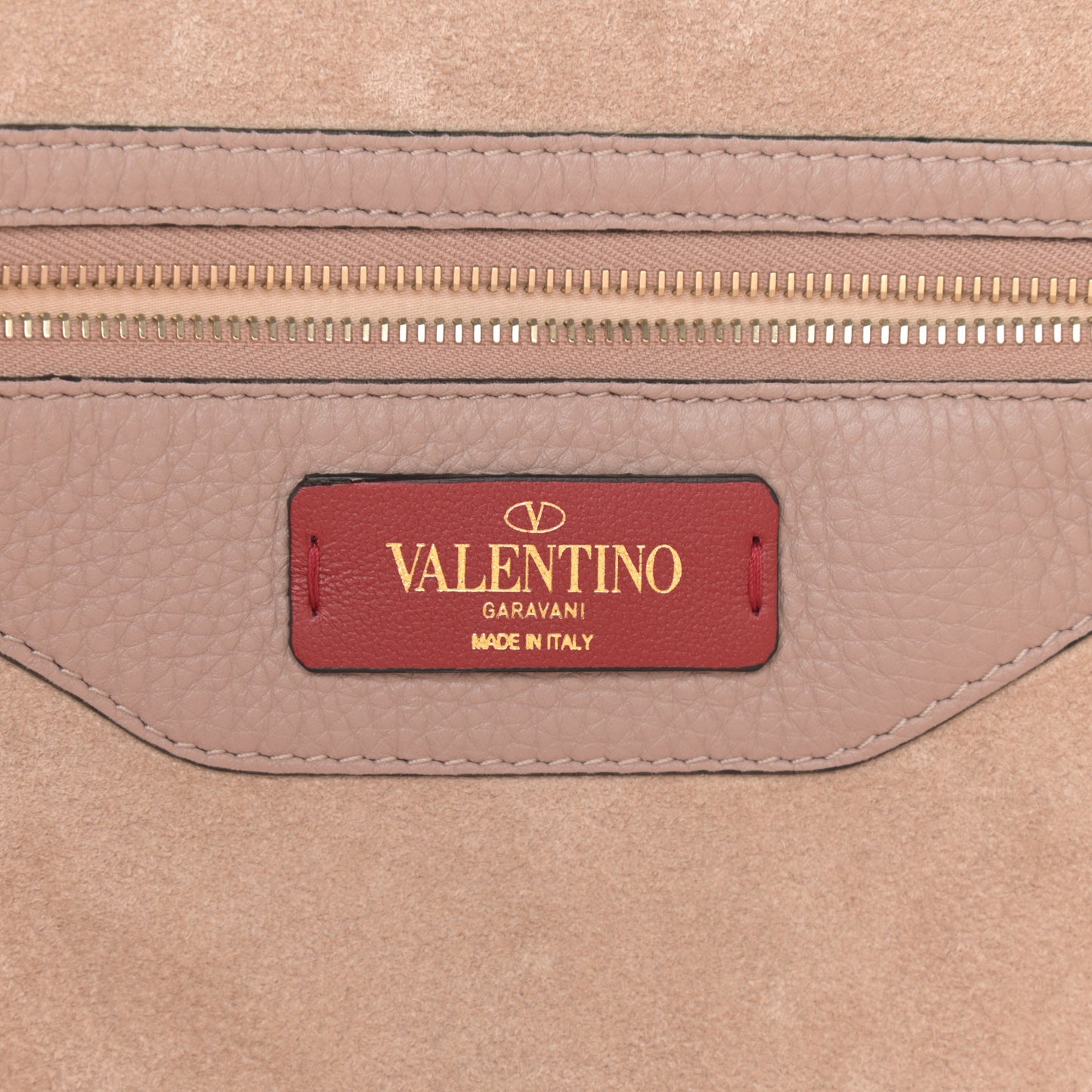 Grained Calfskin Rockstud Shoulder Tote Poudre