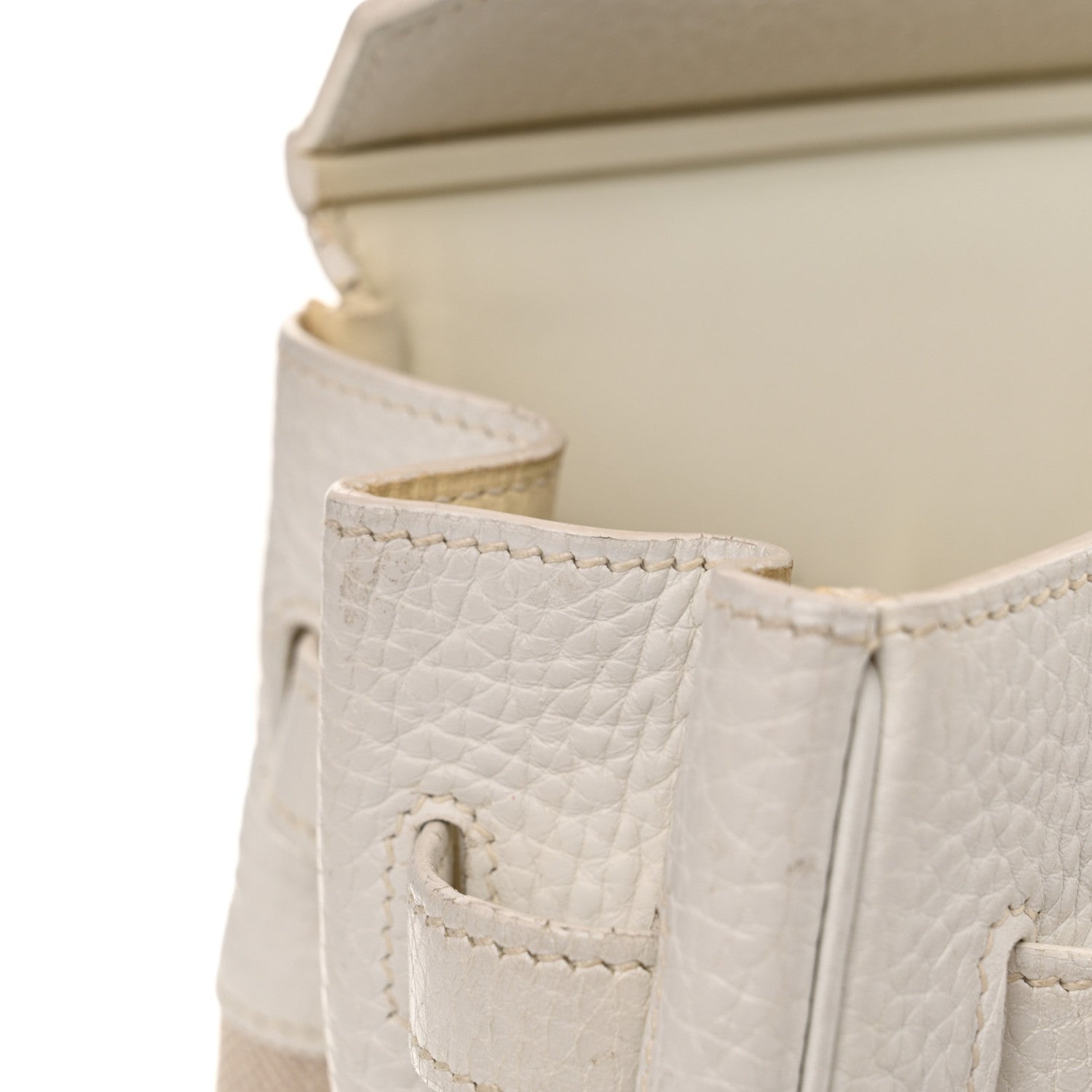 Hermes Toile Taurillon Clemence Birkin 35 White 25 of 33