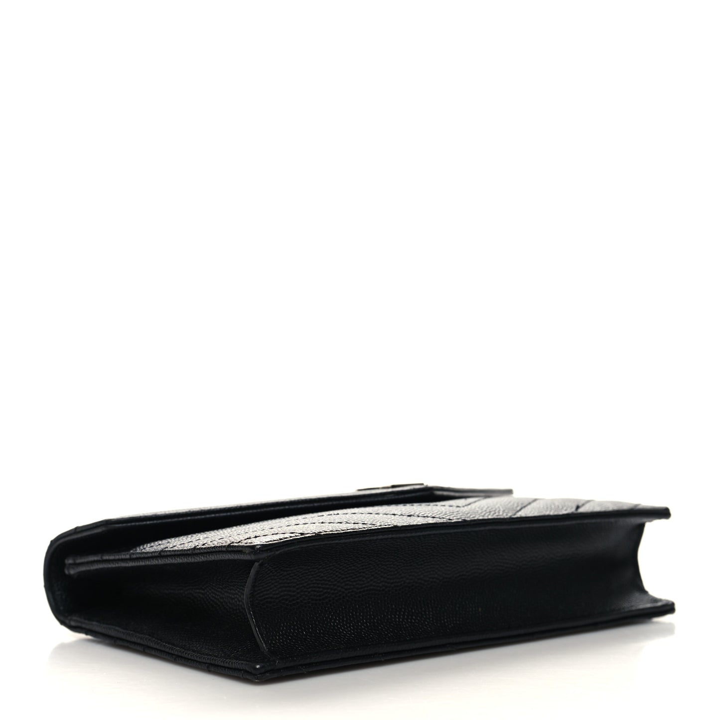 Grain De Poudre Matelasse Chevron Monogram Envelope Chain Wallet Black