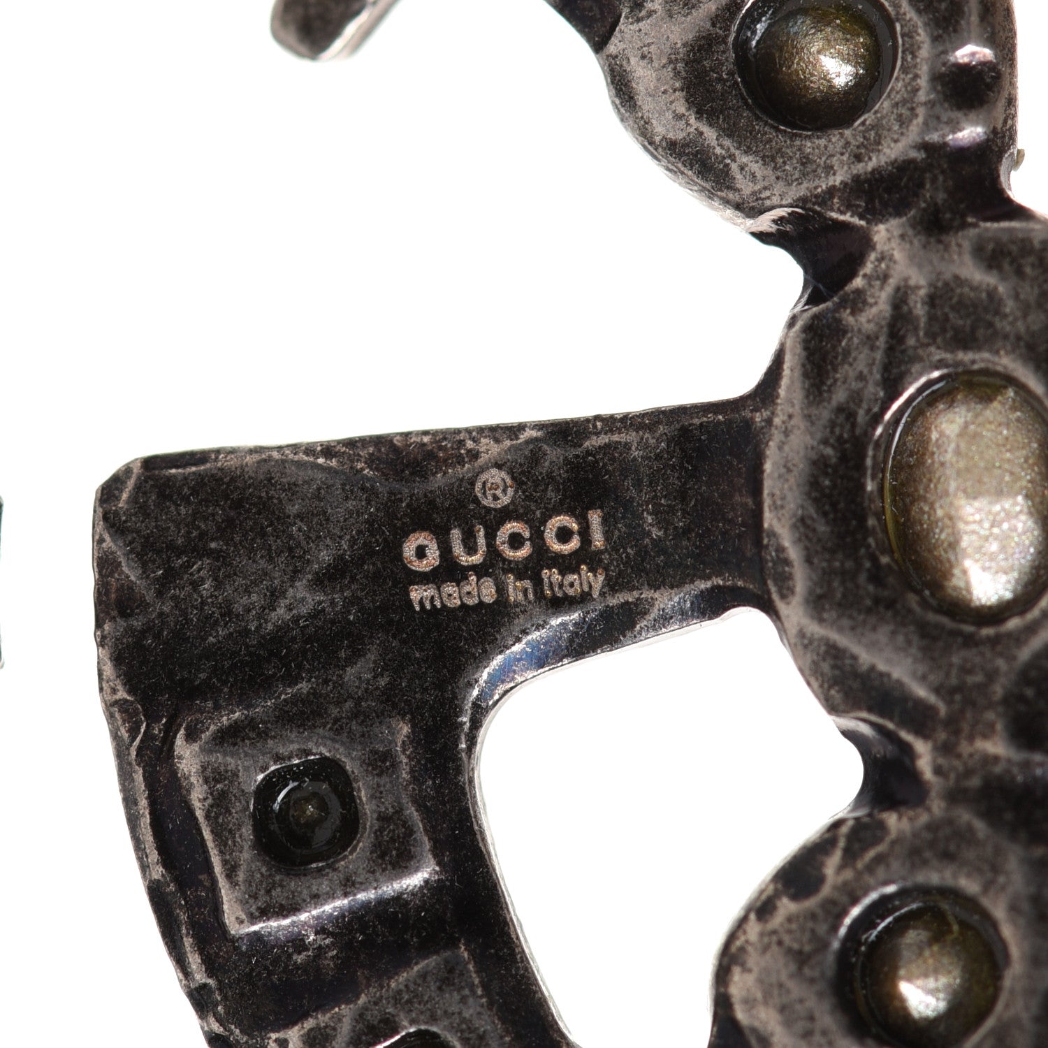 Gucci Oxidized Palladium Crystal Double G Bracelet Silver 6 of 6