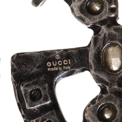 Gucci Oxidized Palladium Crystal Double G Bracelet Silver 6 of 6