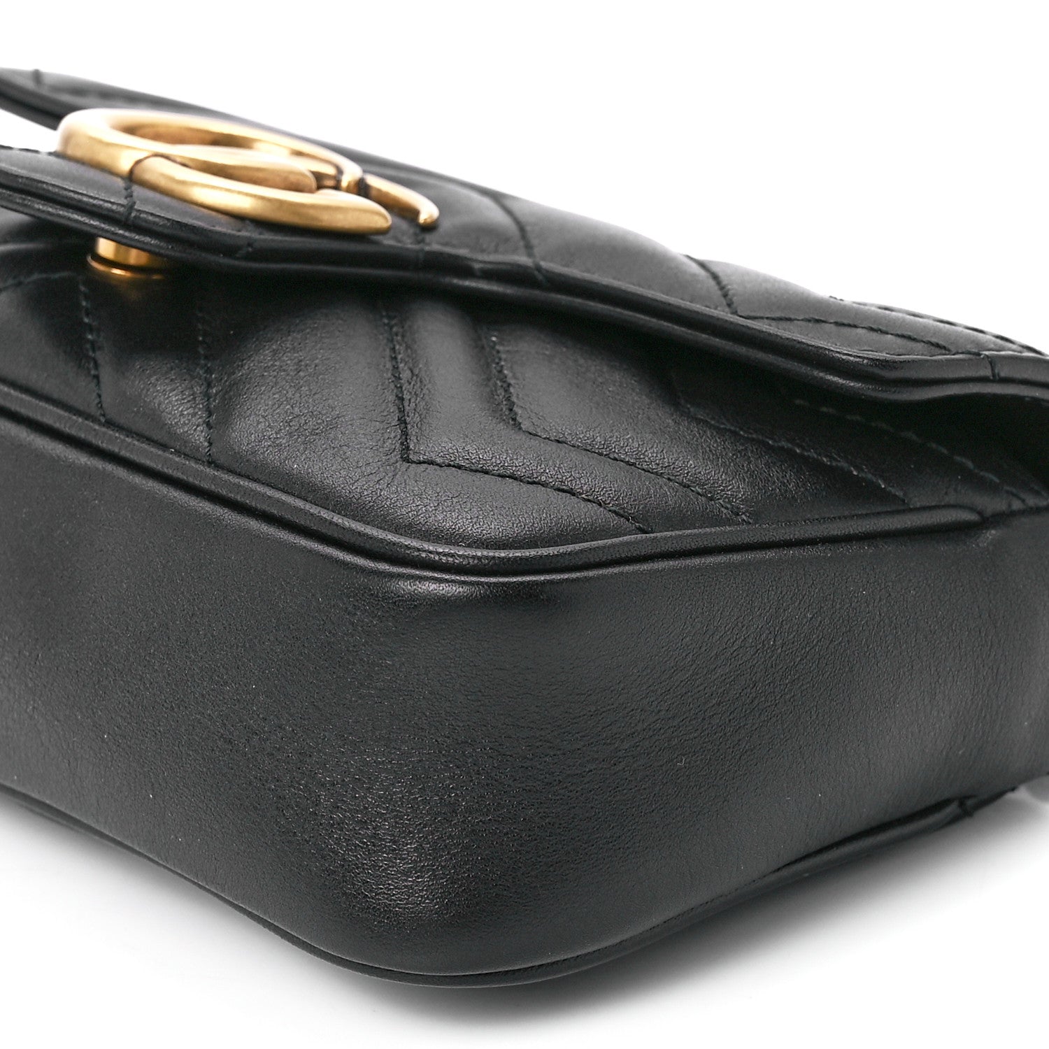 Gucci Calfskin Matelasse Super Mini GG Marmont Shoulder Bag Black 11 of 11