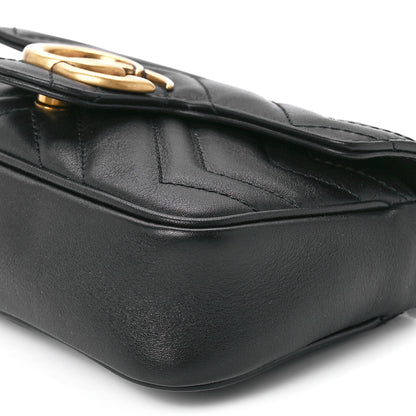 Gucci Calfskin Matelasse Super Mini GG Marmont Shoulder Bag Black 11 of 11
