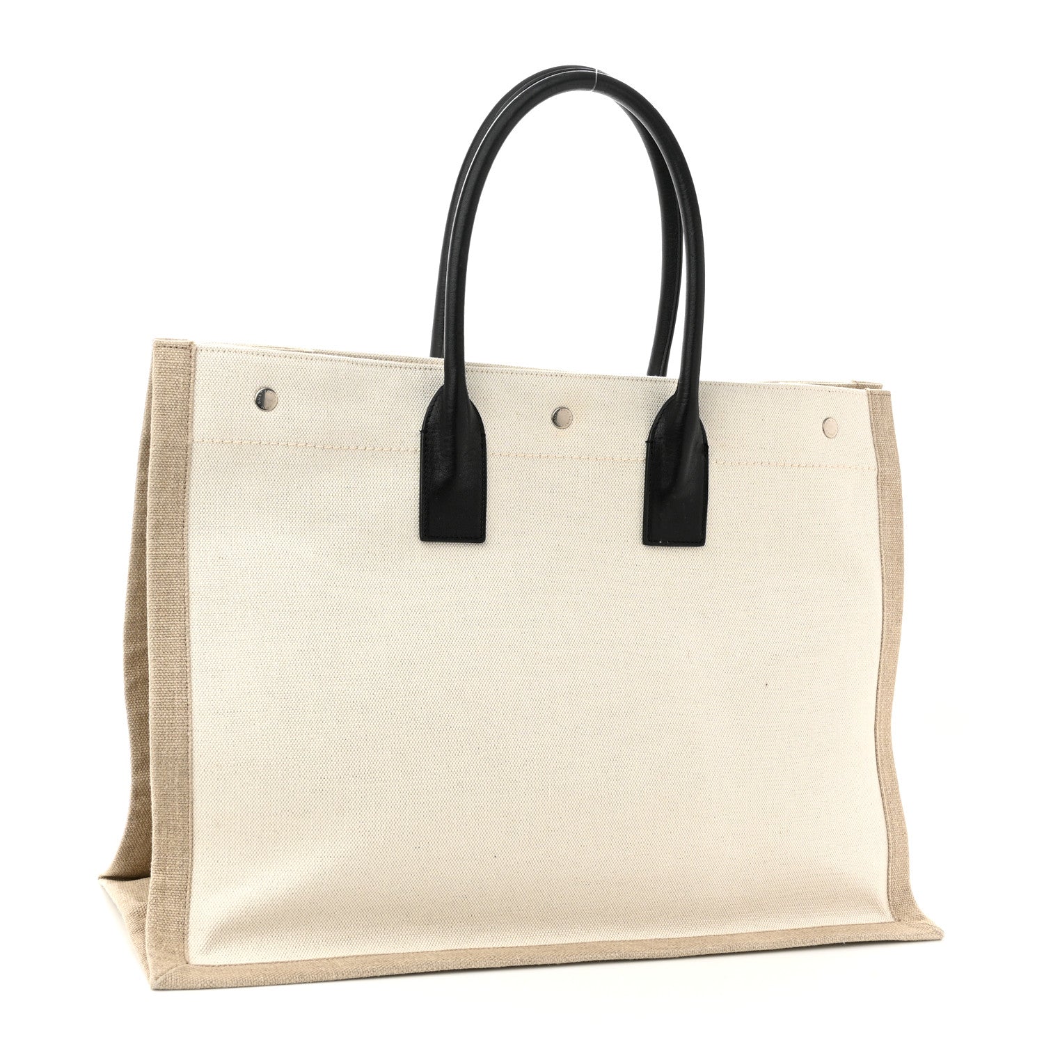 Saint Laurent Linen Calfskin Rive Gauche Tote Optic White 3 of 10