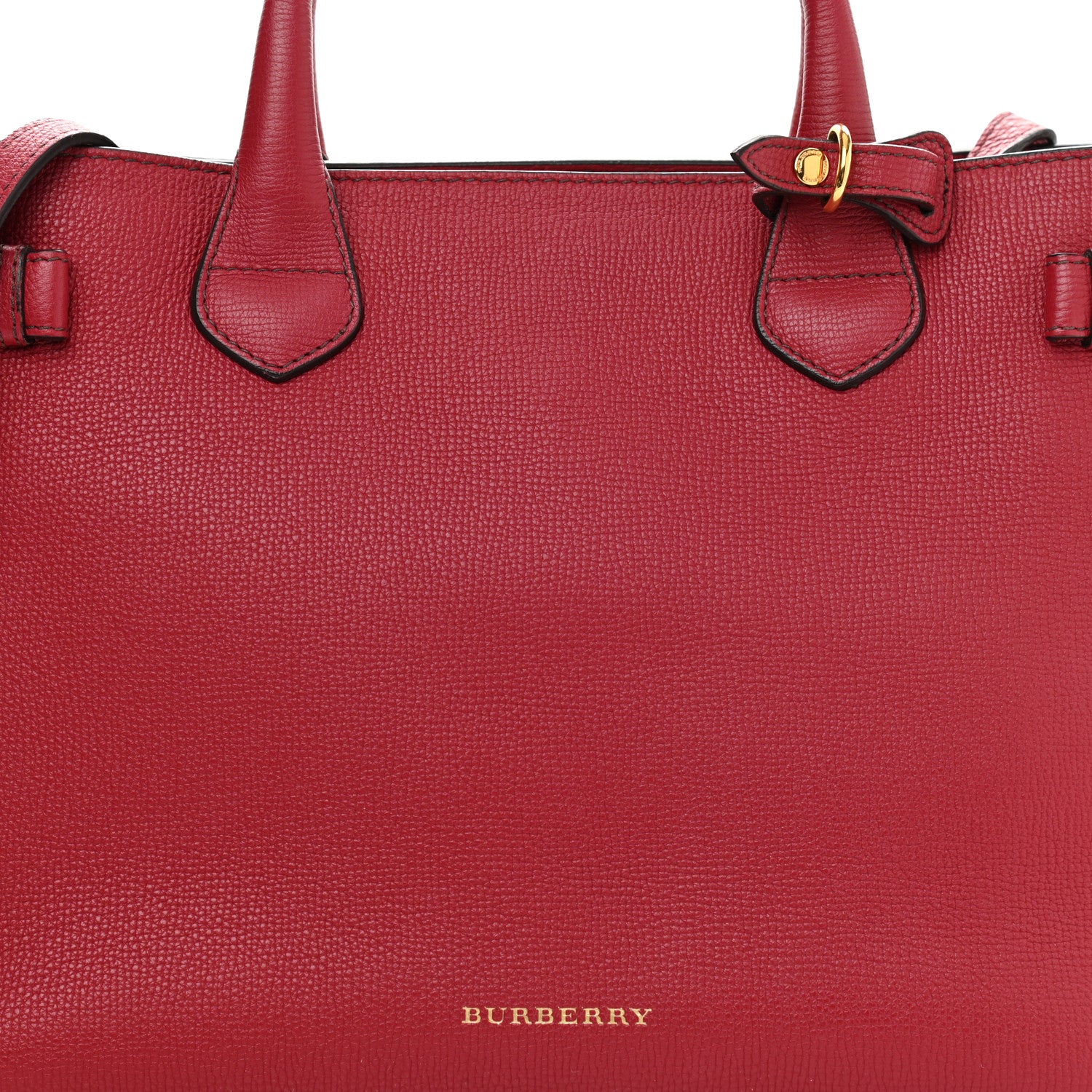 Burberry Grainy Calfskin House Check Medium Banner Tote Red 11 of 15