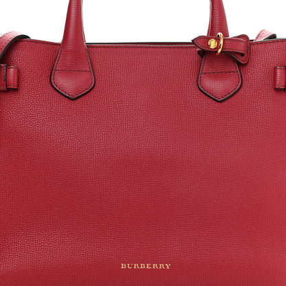 Burberry Grainy Calfskin House Check Medium Banner Tote Red 11 of 15
