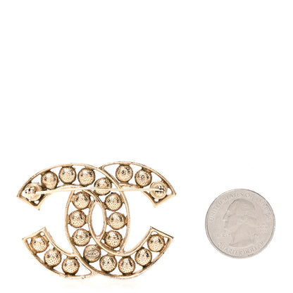 Chanel Pearl Crystal CC Brooch Gold Pearly White 2 of 4