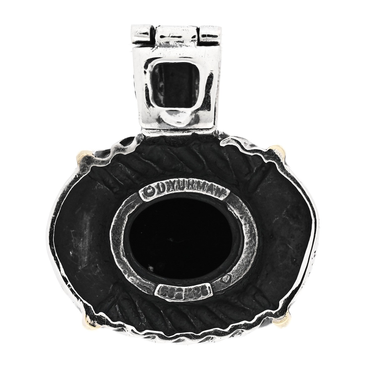 David Yurman Sterling Silver 14K Yellow Gold Black Onyx Oval Enhancer Pendant 3 of 3