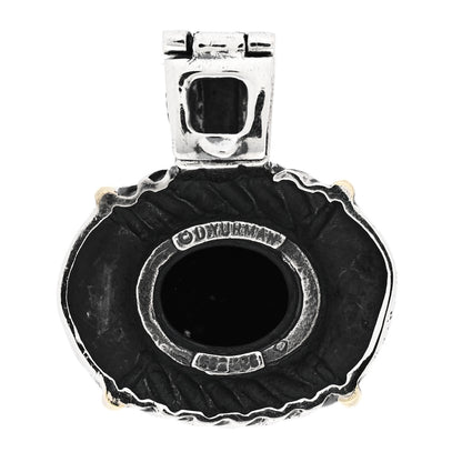 David Yurman Sterling Silver 14K Yellow Gold Black Onyx Oval Enhancer Pendant 3 of 3