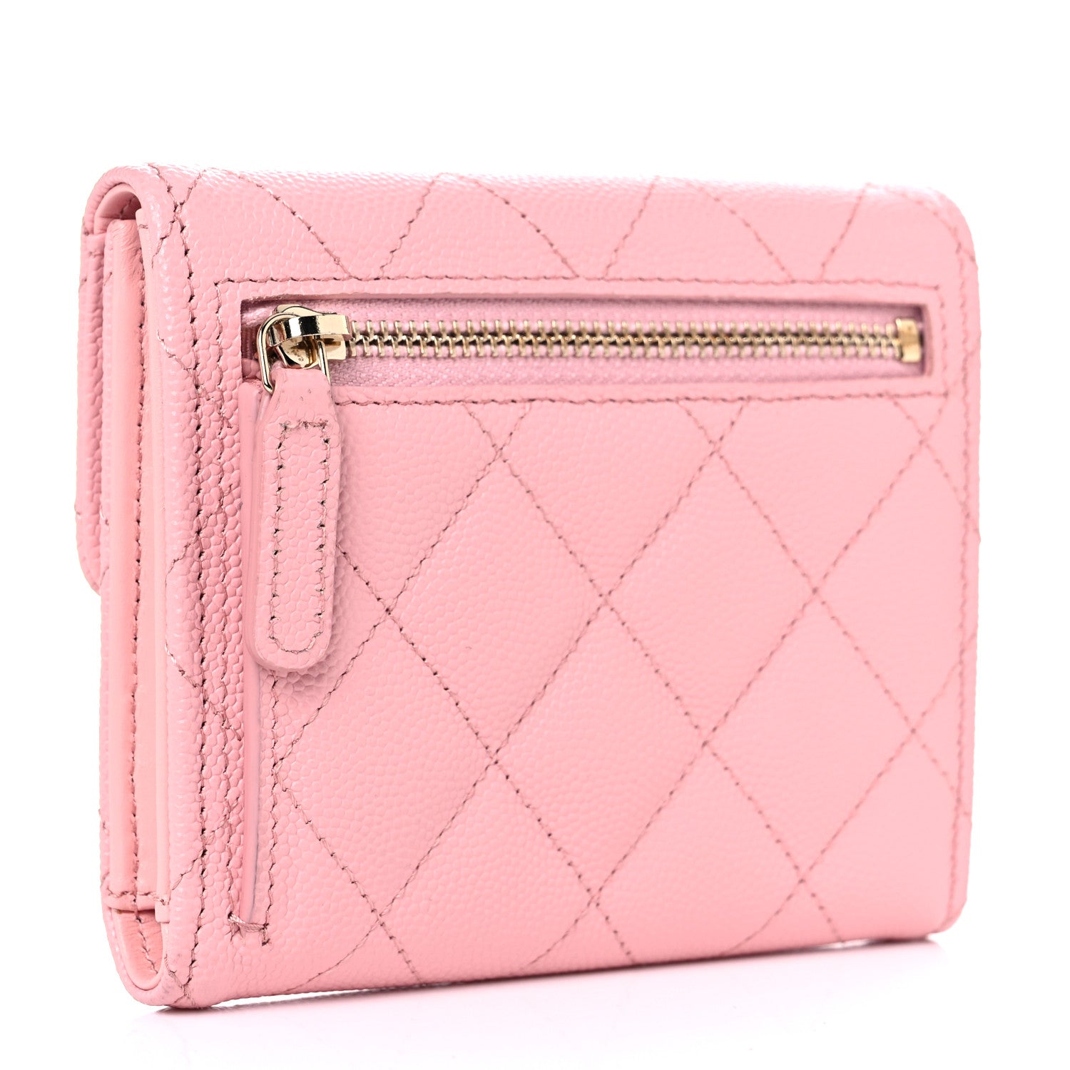 Chanel Caviar Quilted Compact Flap Wallet Pink 3 of 10