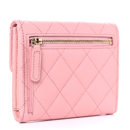 Chanel Caviar Quilted Compact Flap Wallet Pink 3 of 10