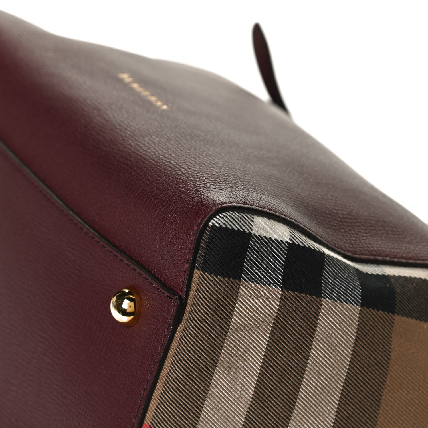 Burberry Grainy Calfskin House Check Small Canterbury Tote Burgundy 11 of 12