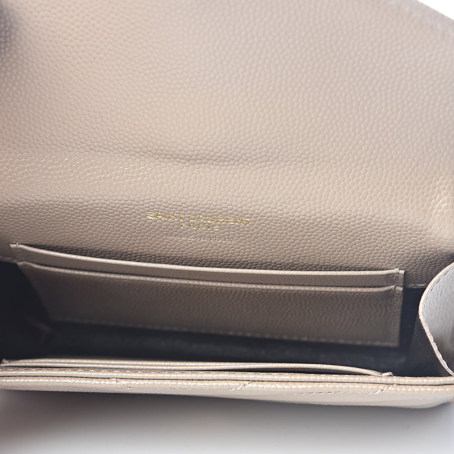 Saint Laurent Grain De Poudre Matelasse Chevron Small Monogram Envelope Wallet Dark Beige 5 of 6