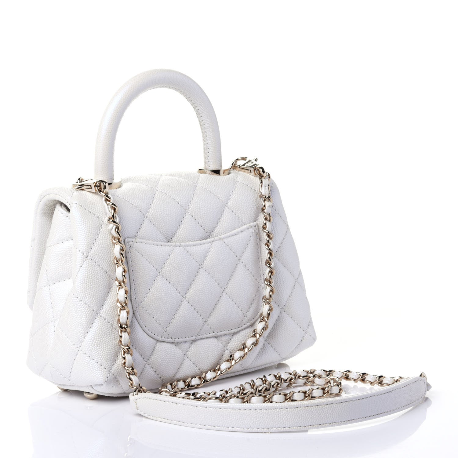 Chanel Iridescent Caviar Quilted Extra Mini Coco Handle Flap White 2 of 5
