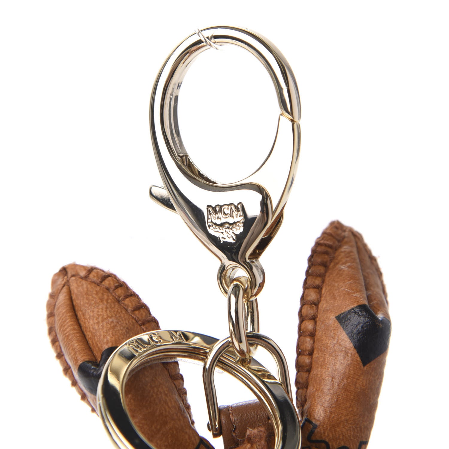 MCM Visetos Rabbit Key Ring Bag Charm Cognac 4 of 6