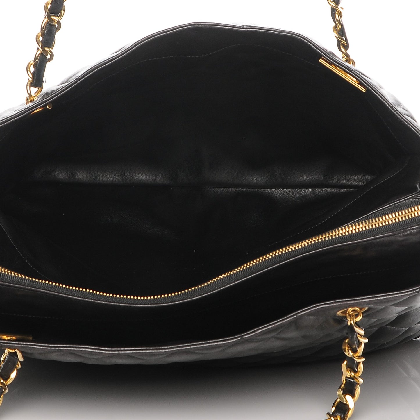 Lambskin Quilted Shopping Tote Black
