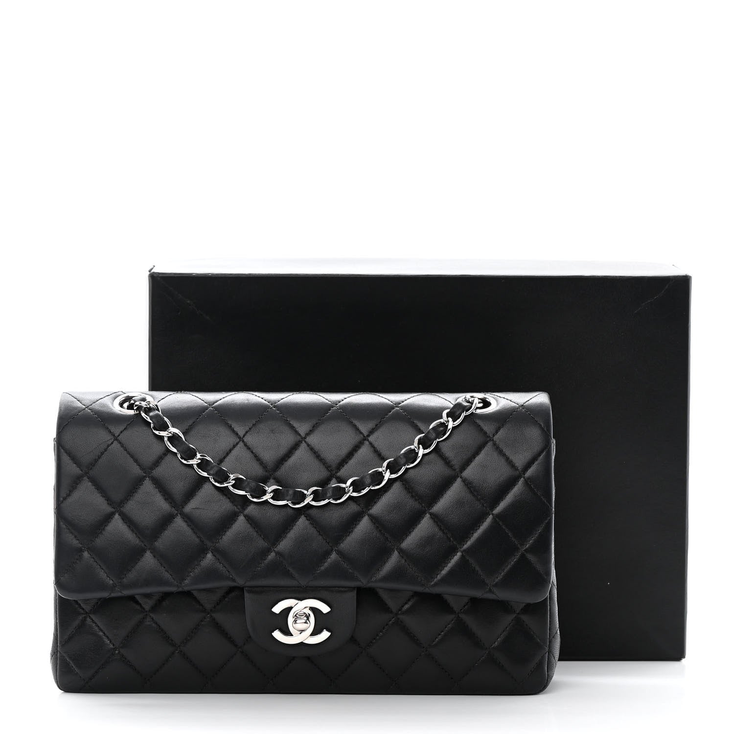 Chanel Lambskin Quilted Medium Double Flap Black 19 of 19