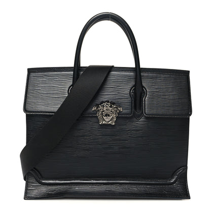 Versace Legno Calfskin Palazzo Top Handle Briefcase Black 1 of 13