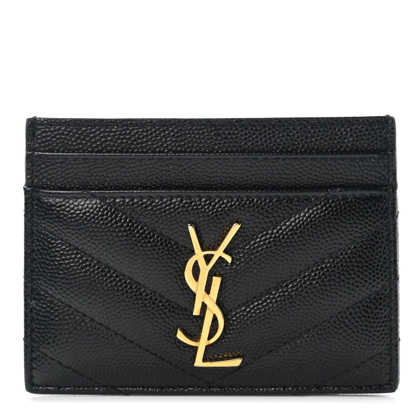 Grain De Poudre Matelasse Chevron Monogram Credit Card Case Black