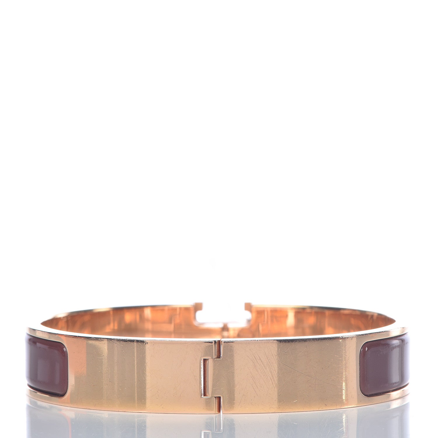 Hermes Enamel Narrow Clic Clac H Bracelet PM Acajou 3 of 6