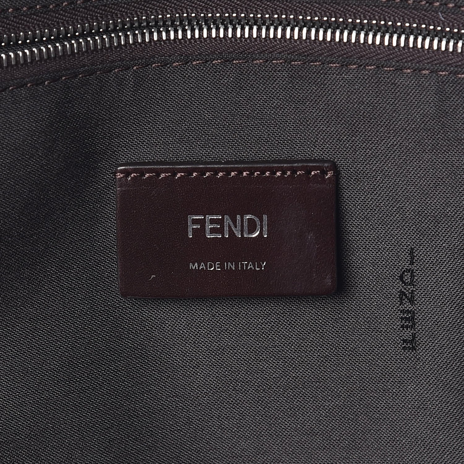 Fendi Glazed Fabric Vitello Century FF 1974 Stamp Patch Pouch Pocket Backpack Mogano Panna Black 8 of 9