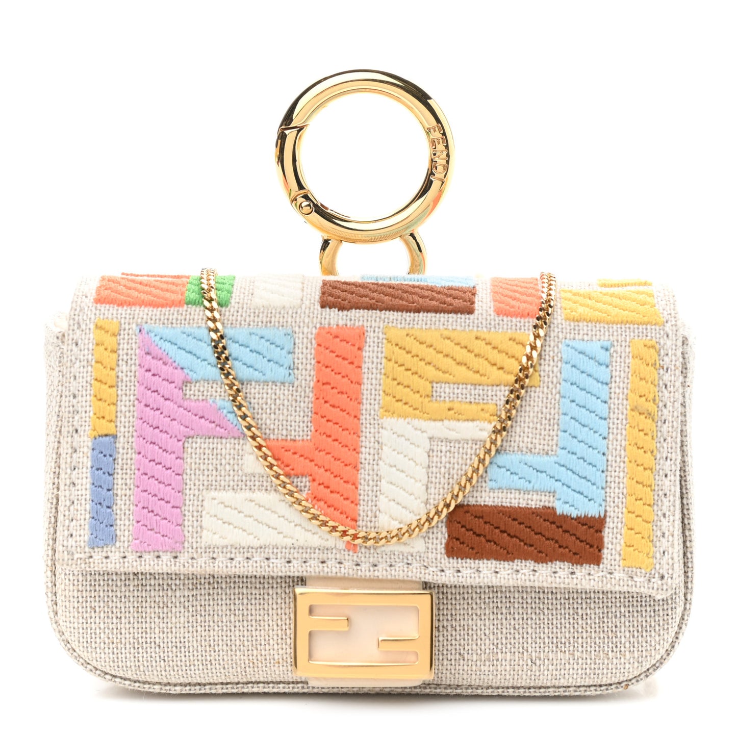 Kuban Canvas FF Embroidered Nano Baguette Charm Grezzo Multicolor