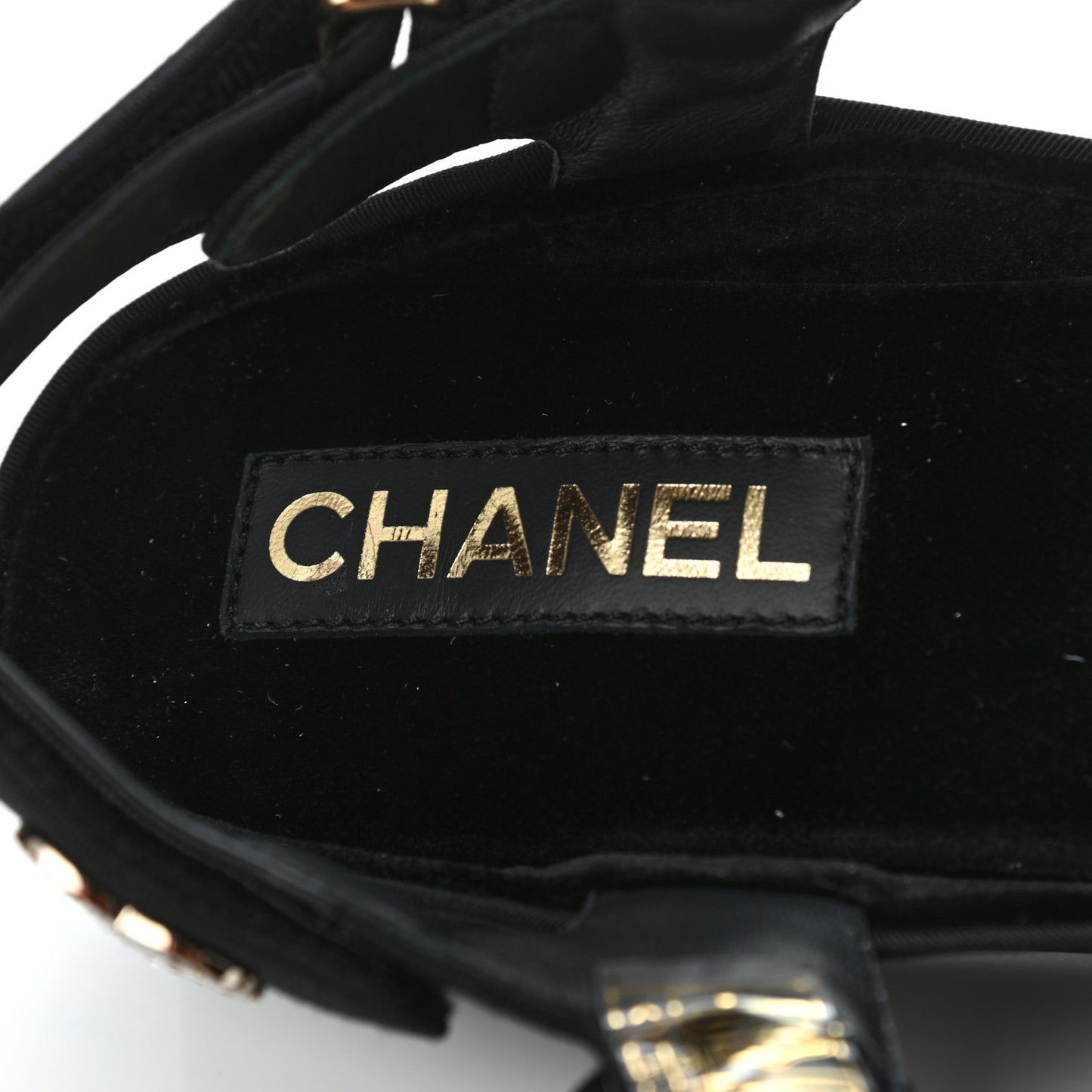 Grosgrain Crystal Logo Platform Sandals 37 Black