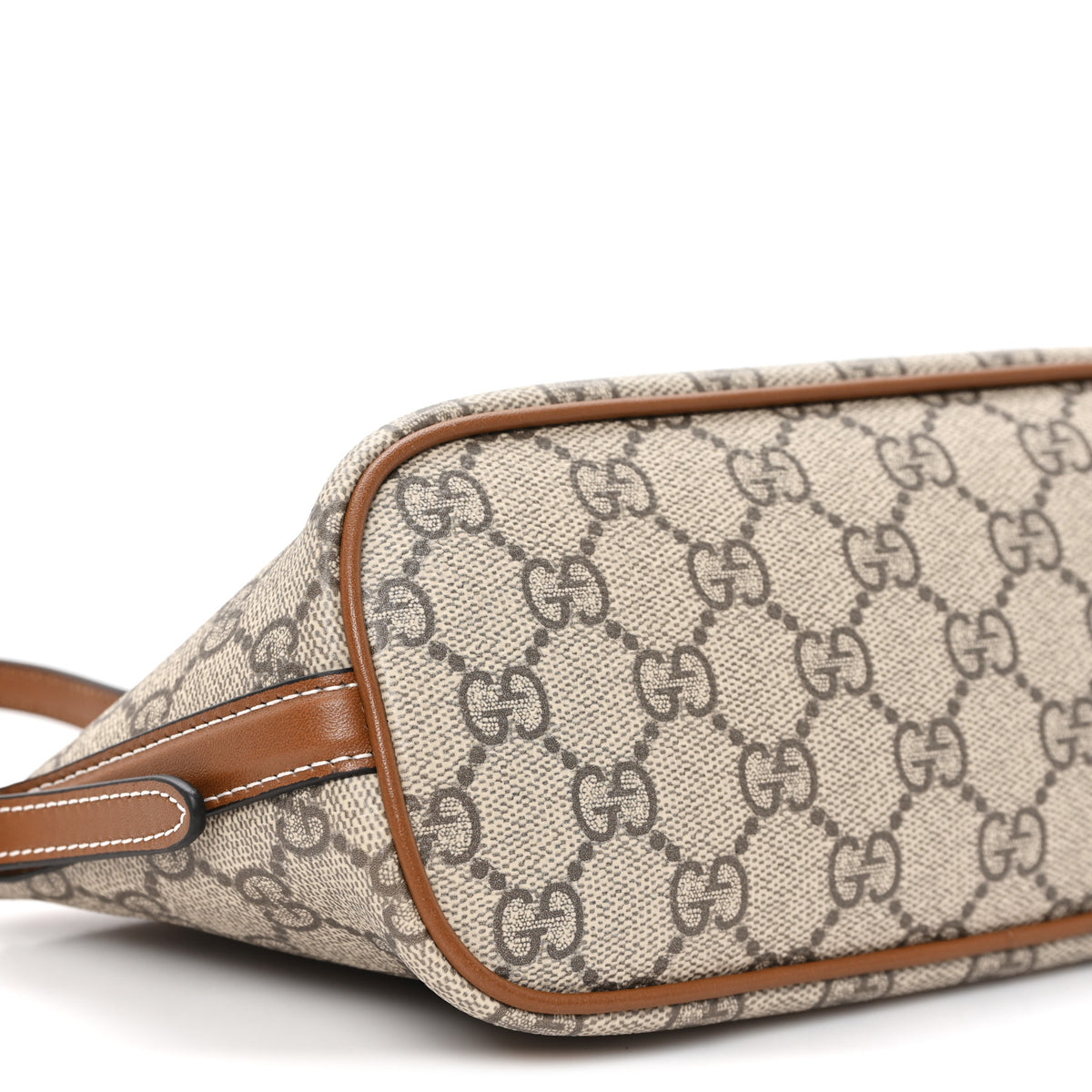 GG Supreme Monogram Emblem Small Shoulder Bag Beige Dark Brown