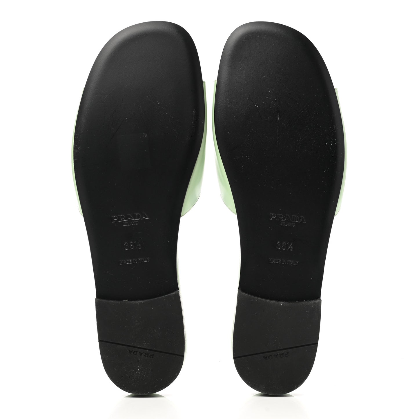 Spazzolato Logo Triangle Cut Out Flat Slide Sandals 38.5 Acqua