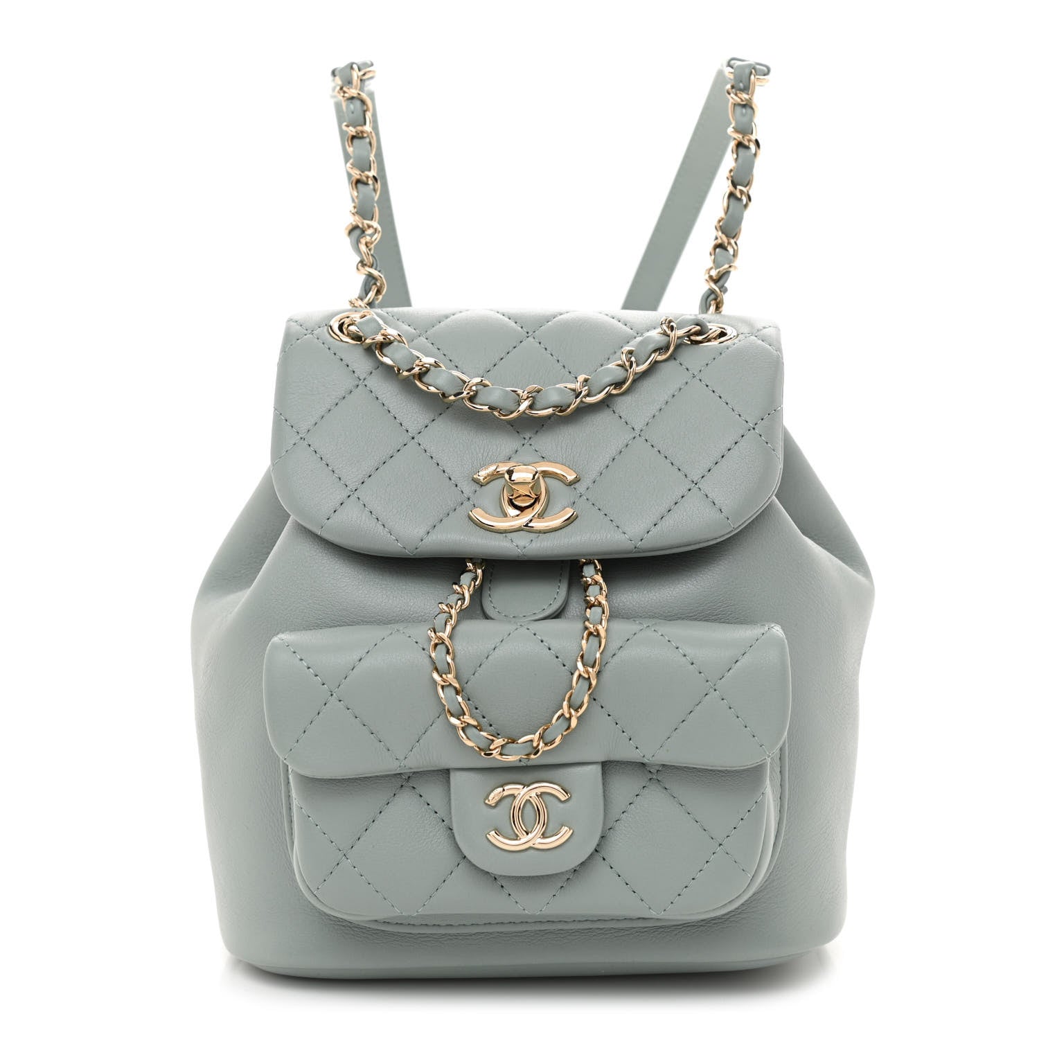 Chanel Lambskin Quilted Small Duma Drawstring Backpack Light Blue 1 of 11