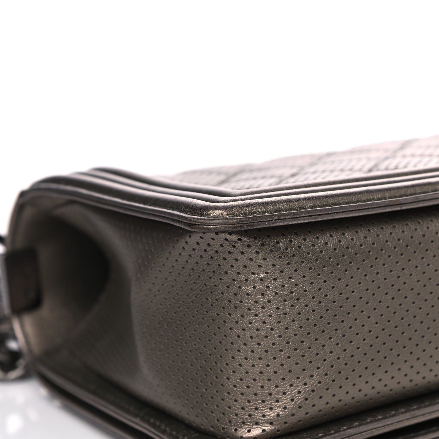 Chanel Metallic Lambskin Perforated New Medium Boy Flap Dark Silver 8 of 10